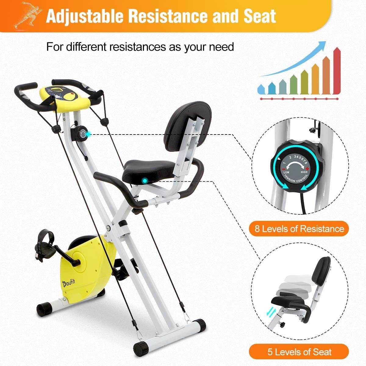 Folding Exercise Bike for Adults, Doufit Foldable Upright Stationary Bicycle - JOY2ESpree