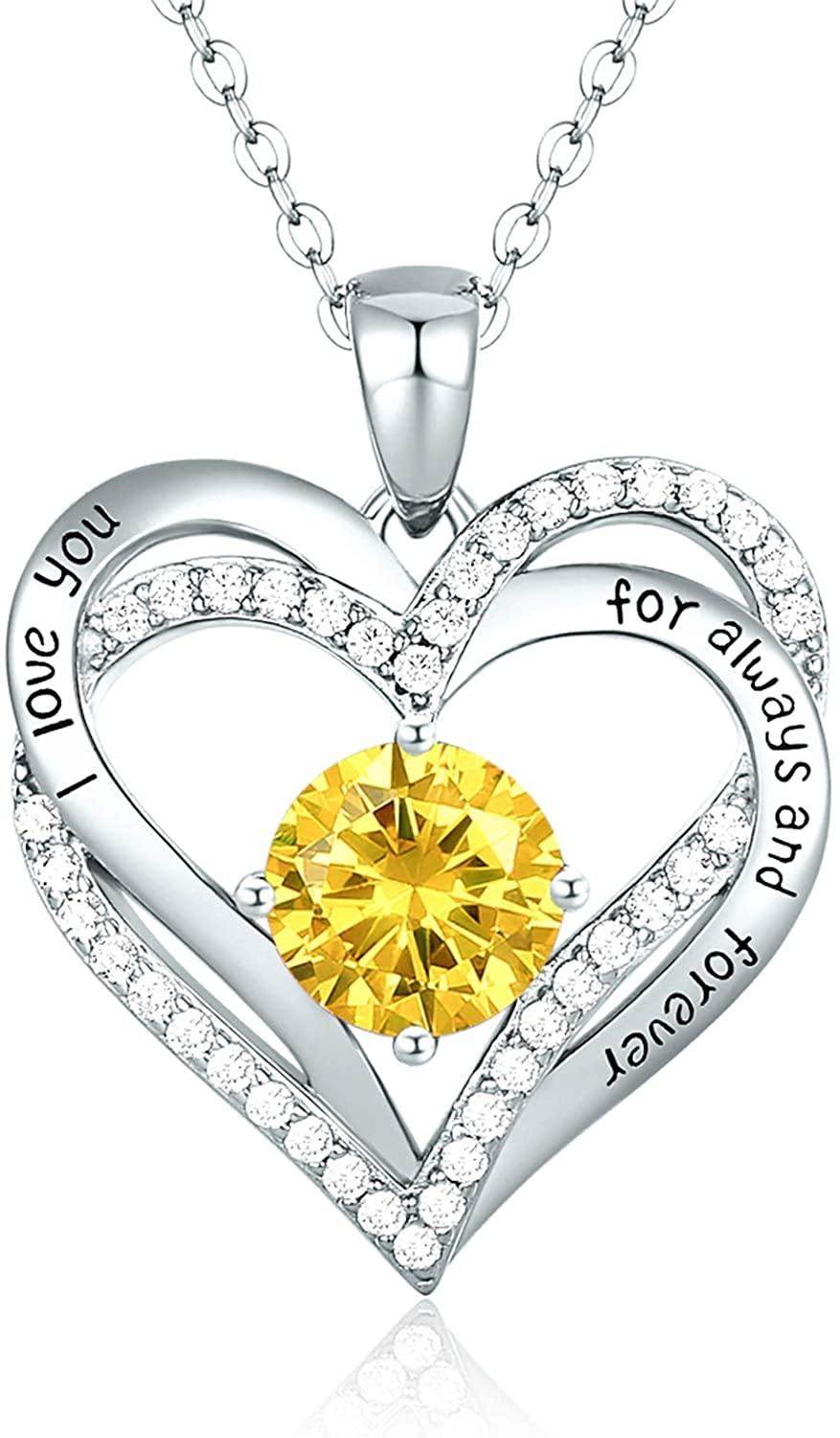 CDE Forever Love Heart Women Necklace 925 Sterling Silver Rose Gold Plated Birthstone Pendant Necklaces for Women - JOY2ESpree