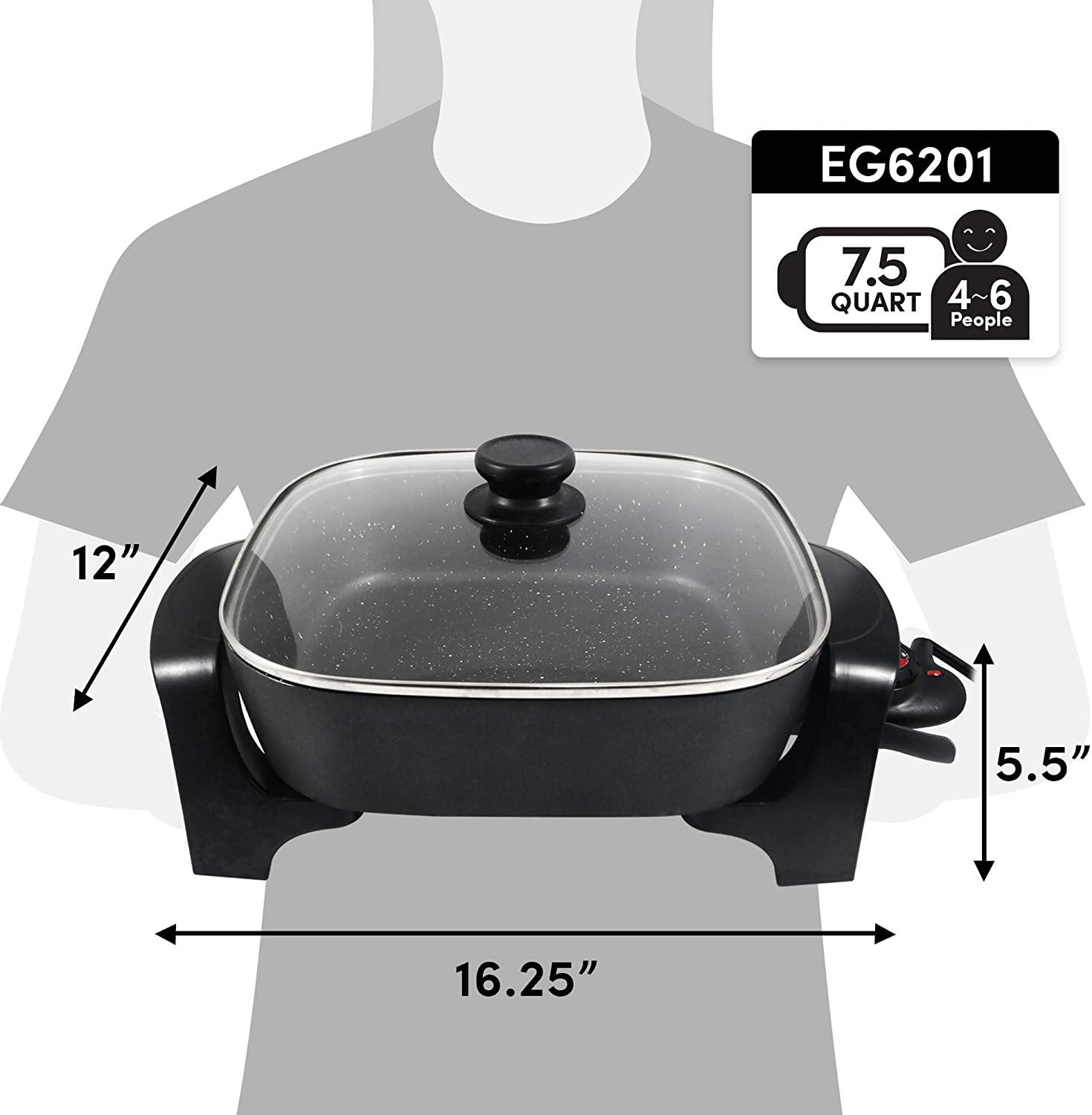 Elite Gourmet EG-6203 PFOA-Free 16"x 3"x3.2" Scratch Resistant - JOY2ESpree