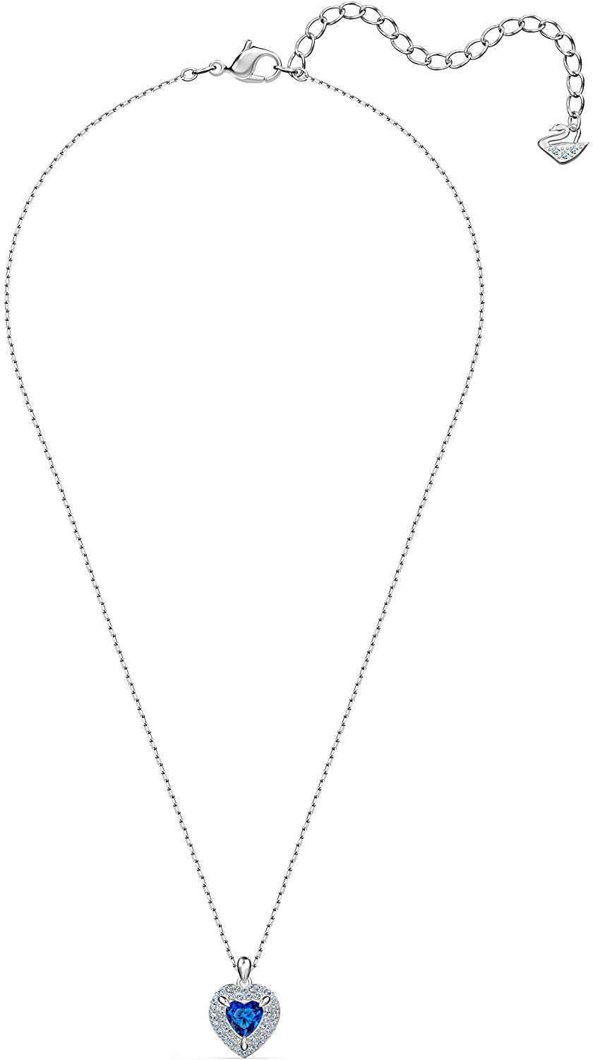 SWAROVSKI Women's One Heart Jewelry Collection, Rhodium Finish, Blue Crystals, Clear Crystals - JOY2ESpree