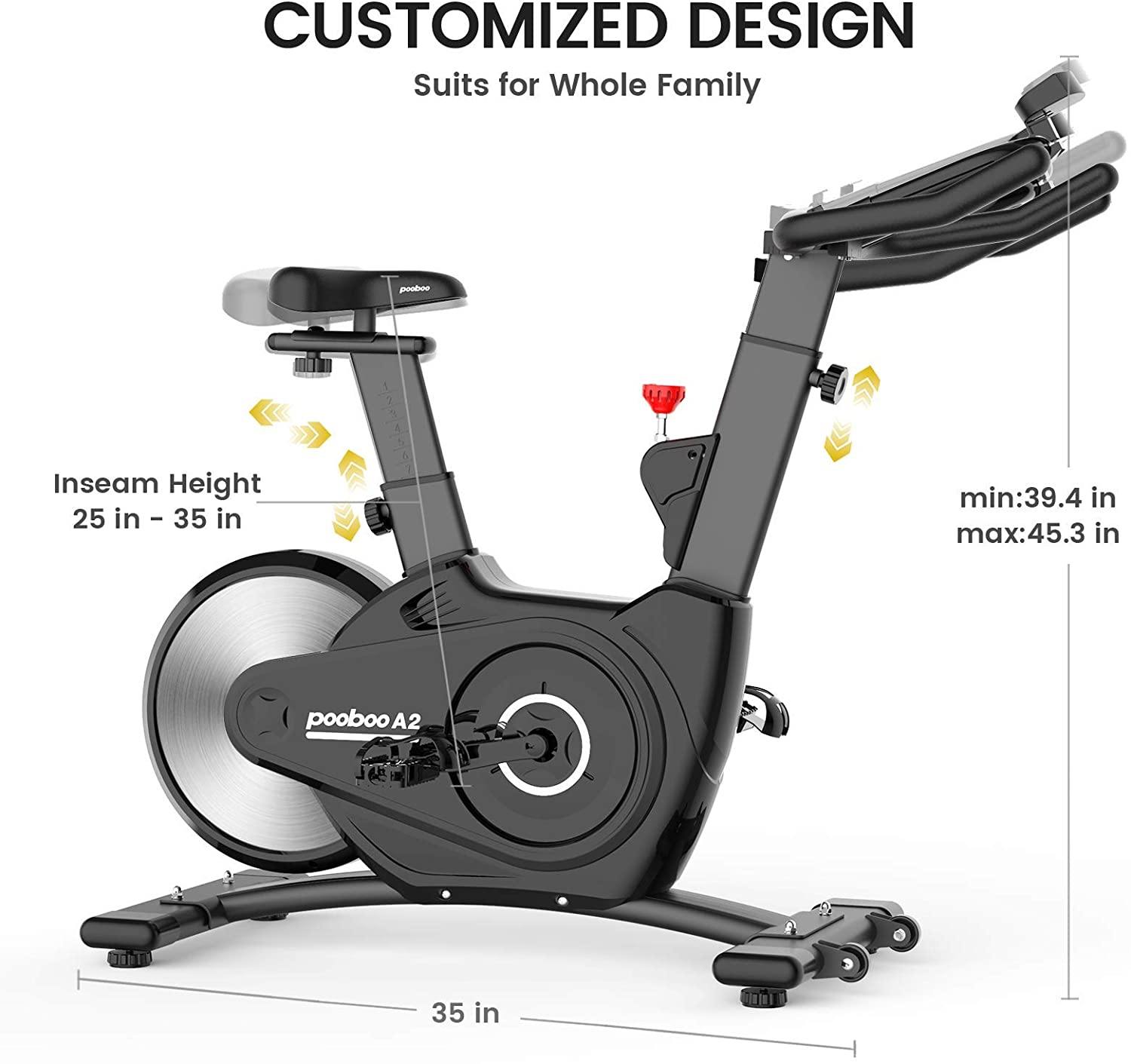 pooboo Magnetic Exercise Bikes Indoor Cycling Bikes Belt Driven Stationary Bike with LCD Display and Ipad Holder for Home Cardio Training - JOY2ESpree