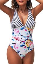
                        
                          Load image into Gallery viewer, CUPSHE Women's One Piece Swimsuit V Neck Tummy Control Cross Back Vintage Swimwear Bathing Suits
                        
                      
