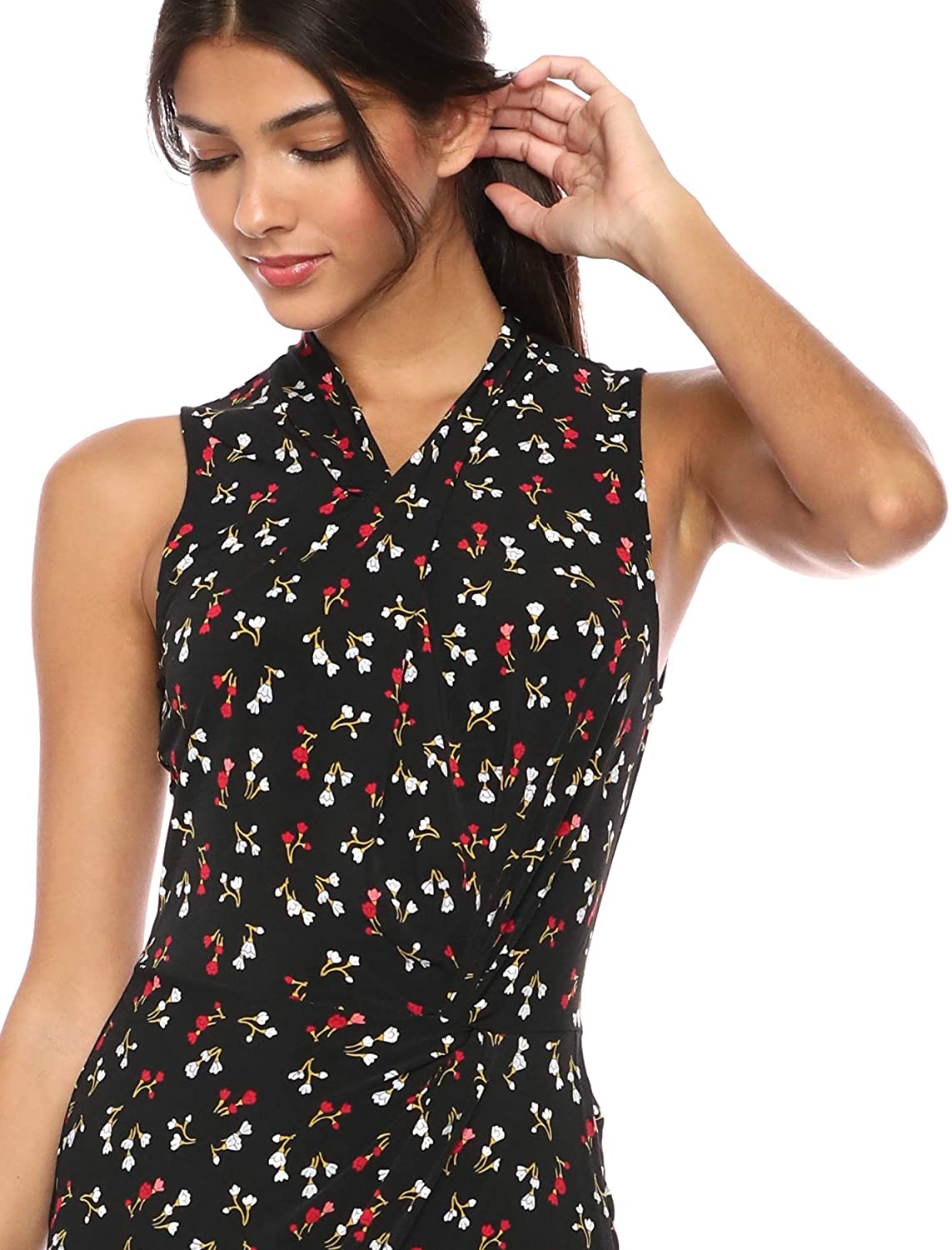 Amazon Brand - Lark & Ro Women's Sleeveless Crossover Twist Neck Faux Wrap Dress