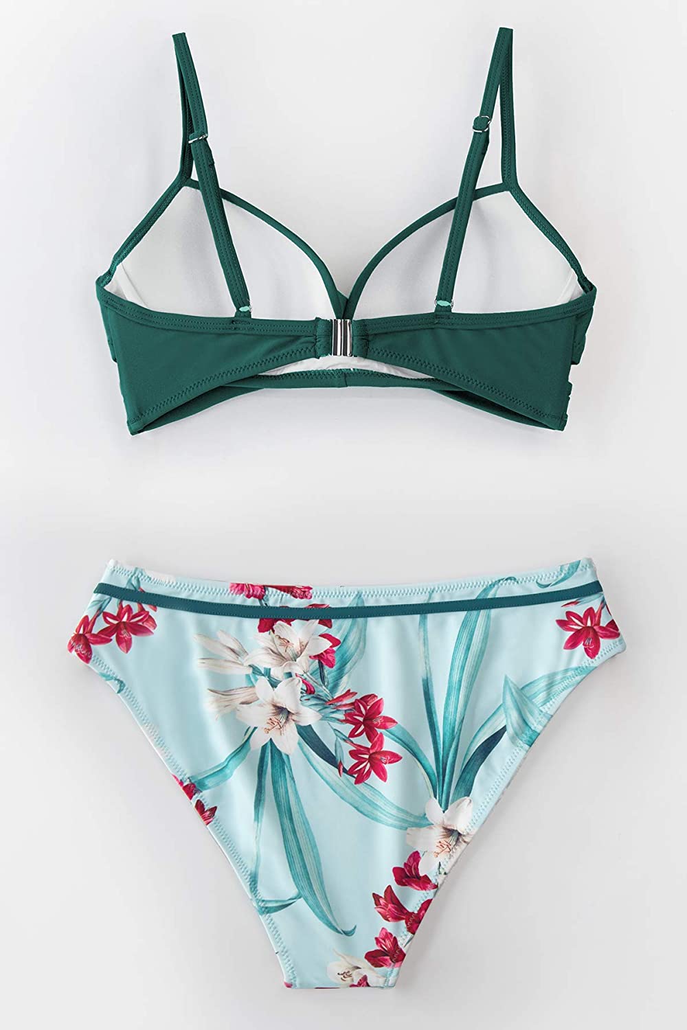 CUPSHE Women's Wrap Top Floral Bottom Bathing Suit Two Piece Sexy Swimsuit