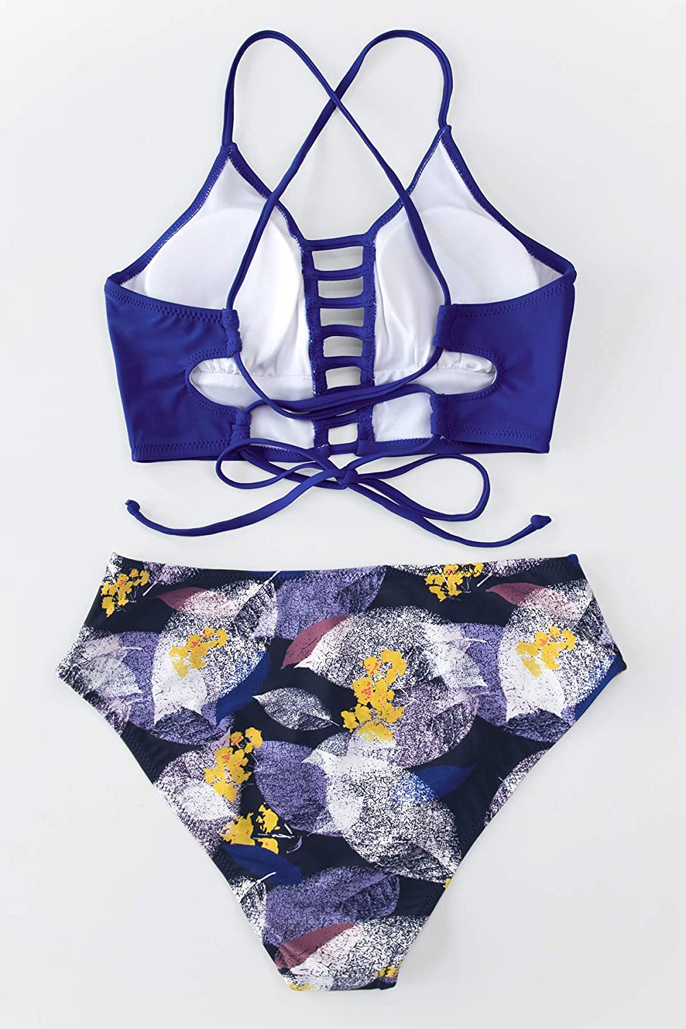 CUPSHE Women’s Bikini Swimsuit Floral Print Lace Up Strappy Two Piece Bathing Suit