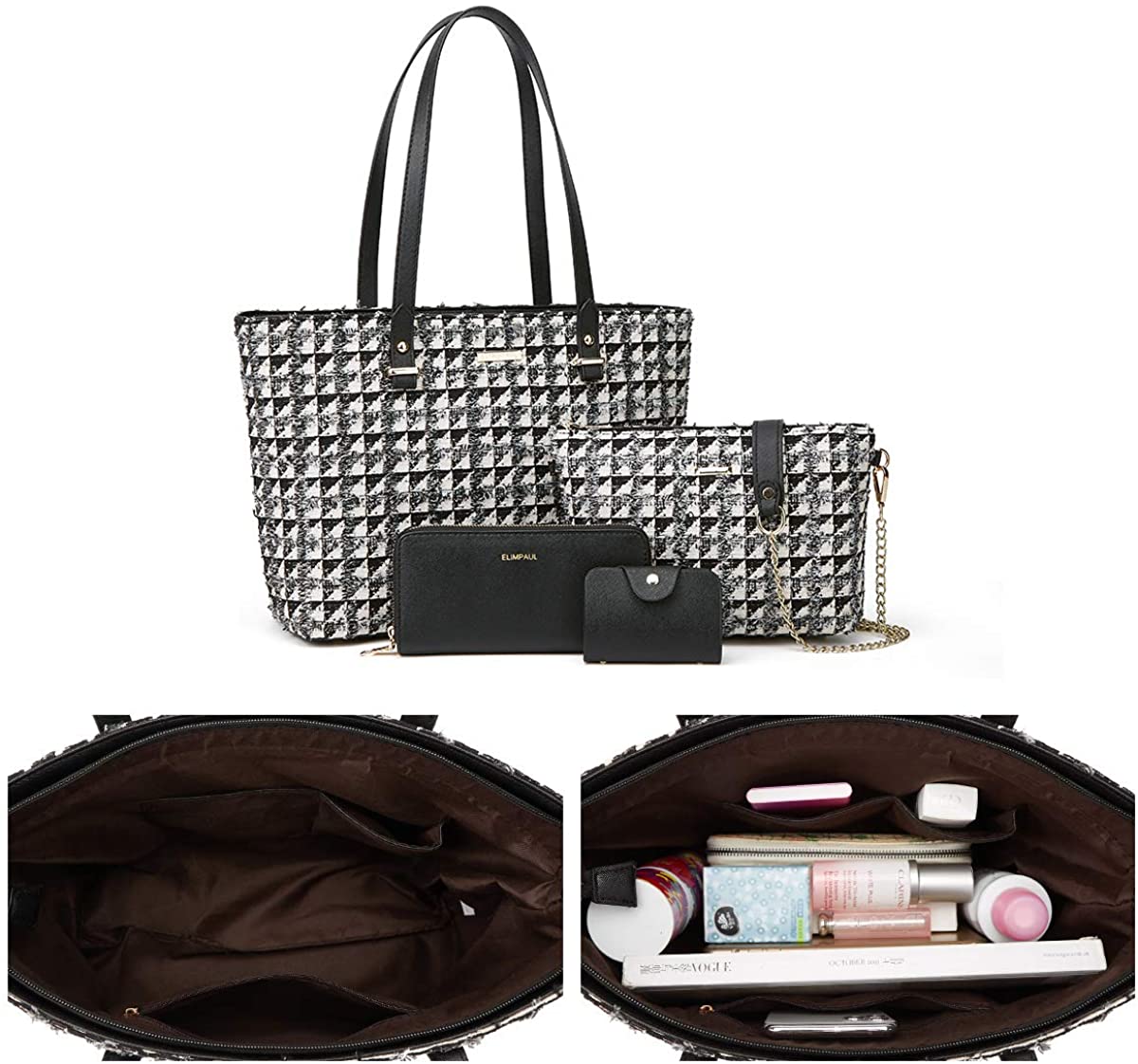 Women Fashion Handbags Wallet Tote Bag Shoulder Bag Top Handle Satchel Purse Set 4pcs