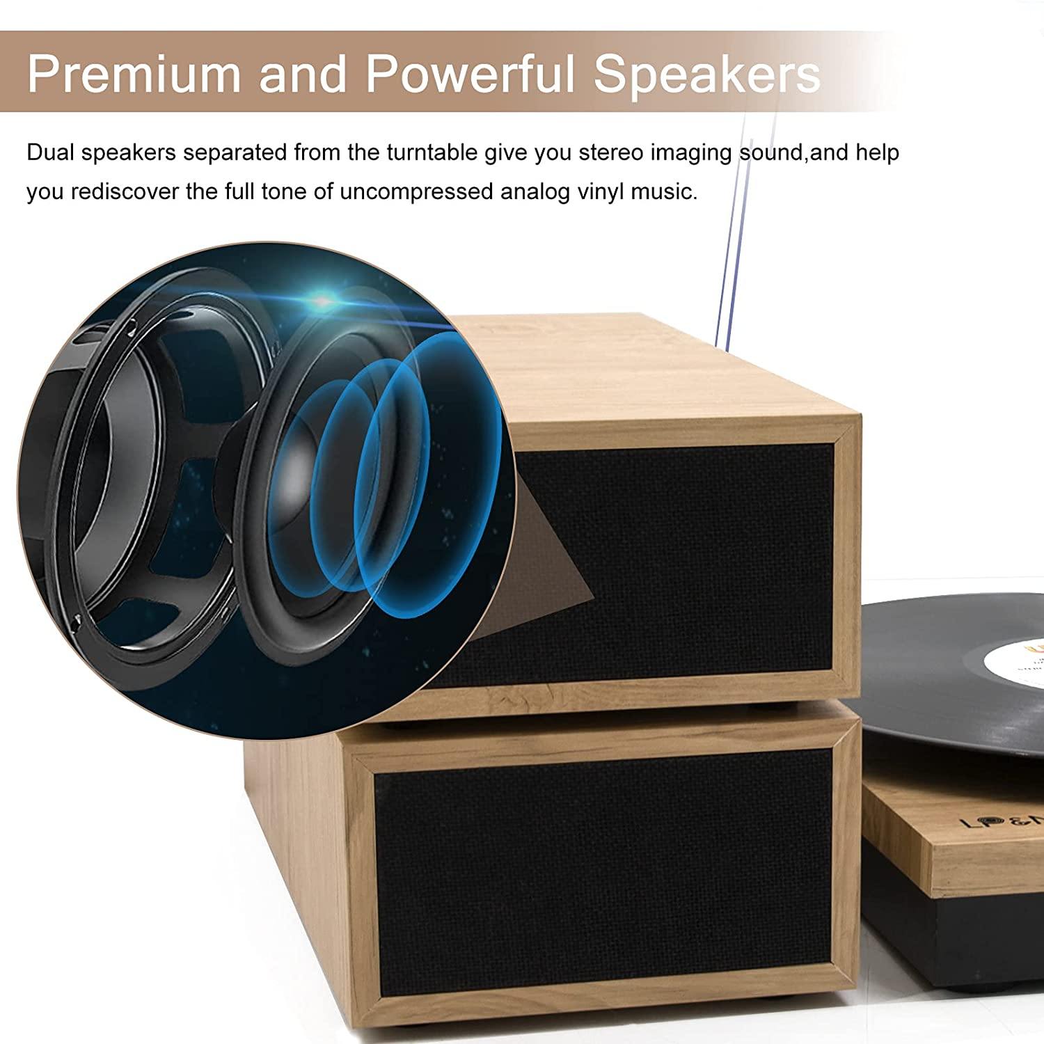 LP&No.1 Retro Bluetooth Record Player with Stereo External Speakers - JOY2ESpree