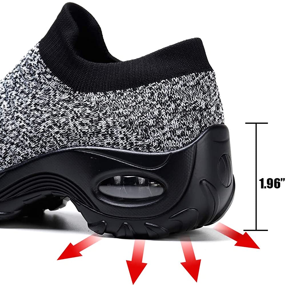 STQ Slip On Breathe Mesh Walking Shoes Women Fashion Sneakers Comfort Wedge Platform Loafers