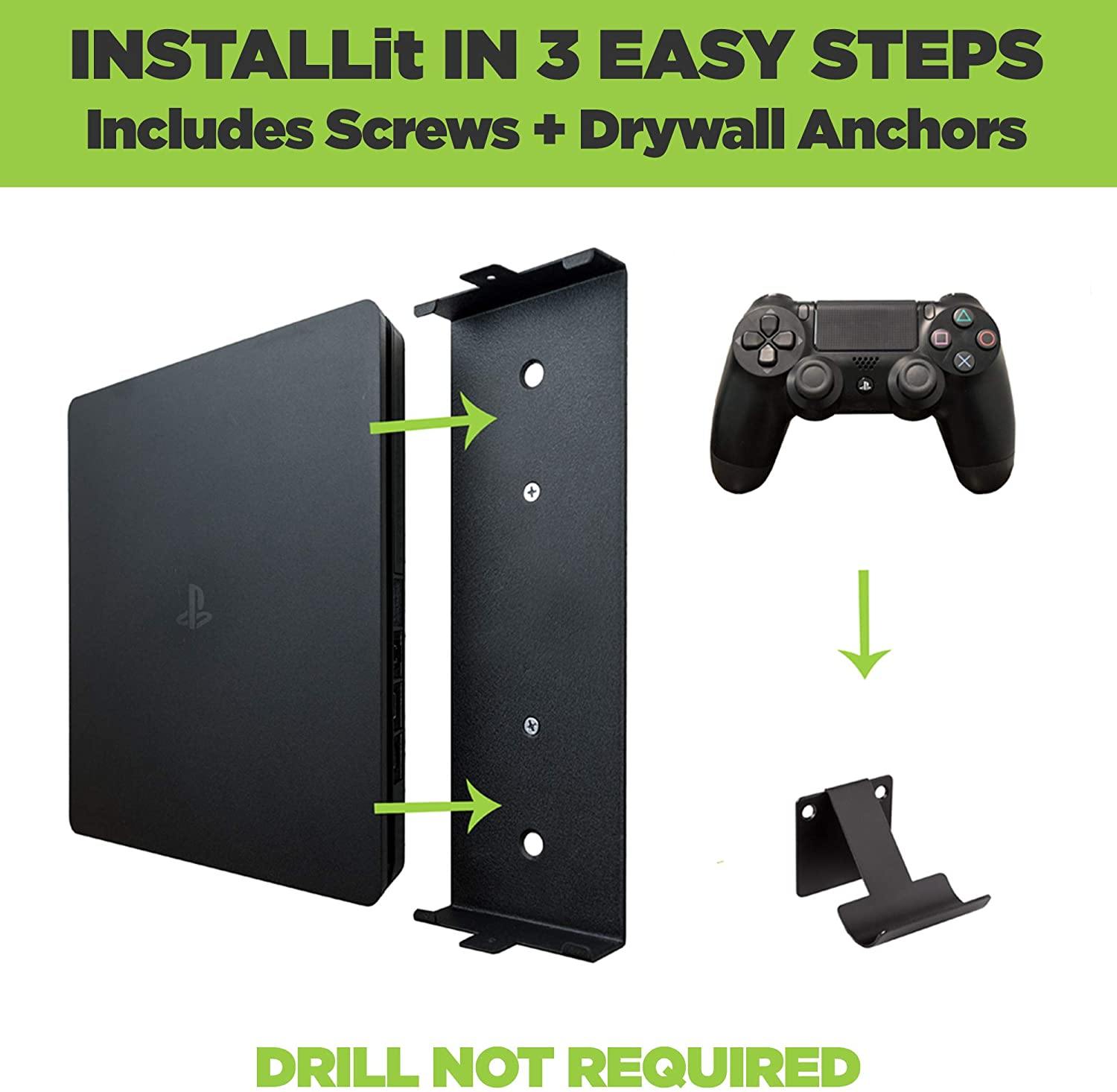 HIDEit 4 Original PS4 Wall Mount and (2) Controller Wall Mounts (PlayStation 4 Original Bundle) - JOY2ESpree
