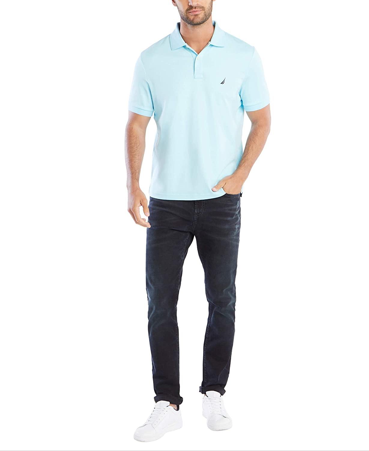 Nautica Men's Classic Fit Short Sleeve Solid Soft Cotton Polo Shirt - JOY2ESpree