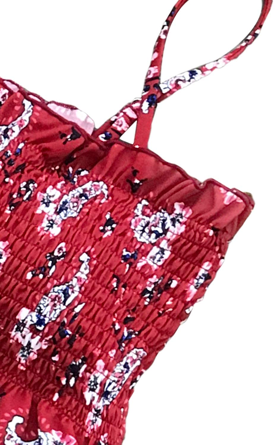 CUPSHE Women's High Waist Bikini Swimsuit Ruffle Smock Floral Print Two Piece Bathing Suit