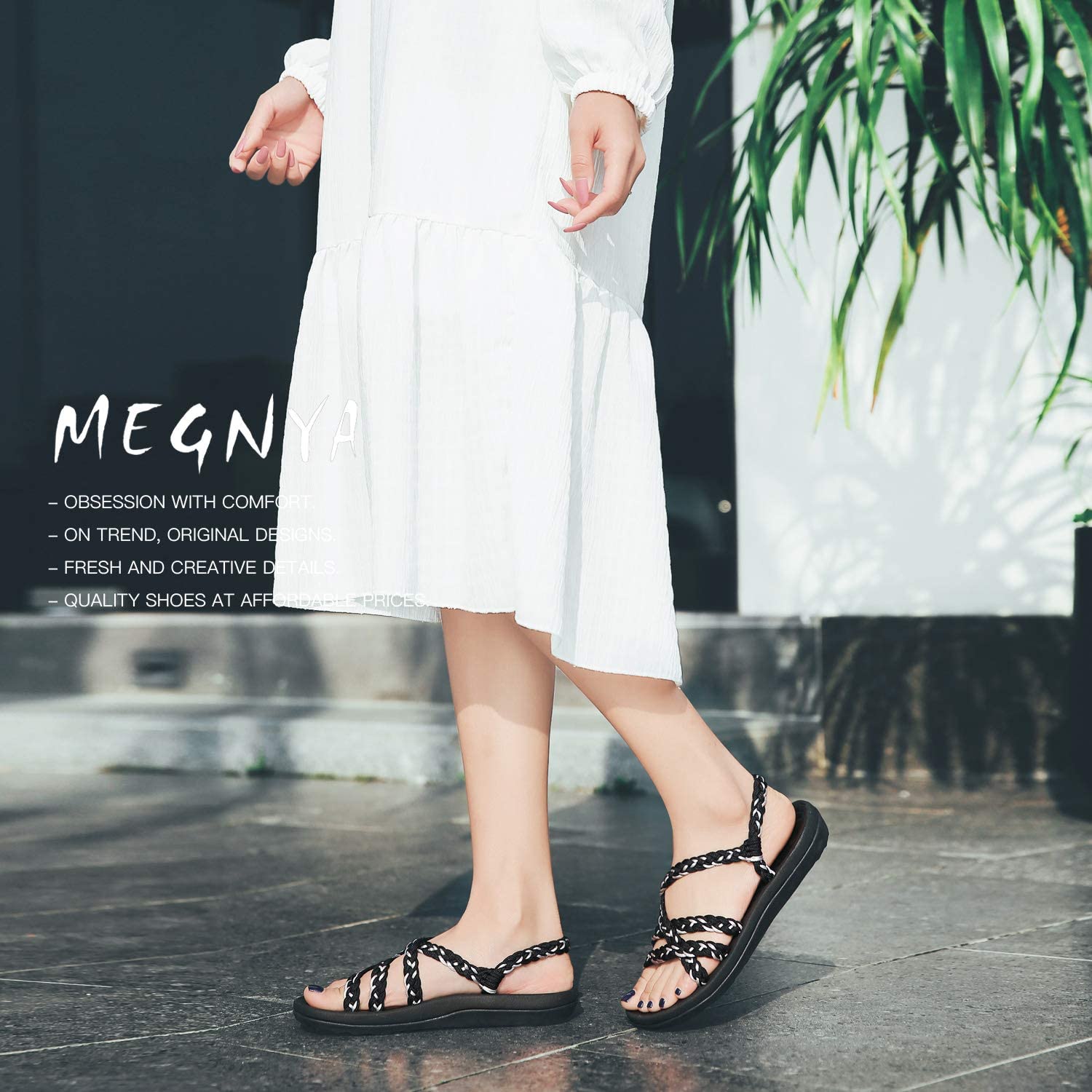 MEGNYA Women's Comfortable Walking Sandals with Arch Support Waterproof for Walking/Hiking/Travel/Wedding/Water Spot/Beach