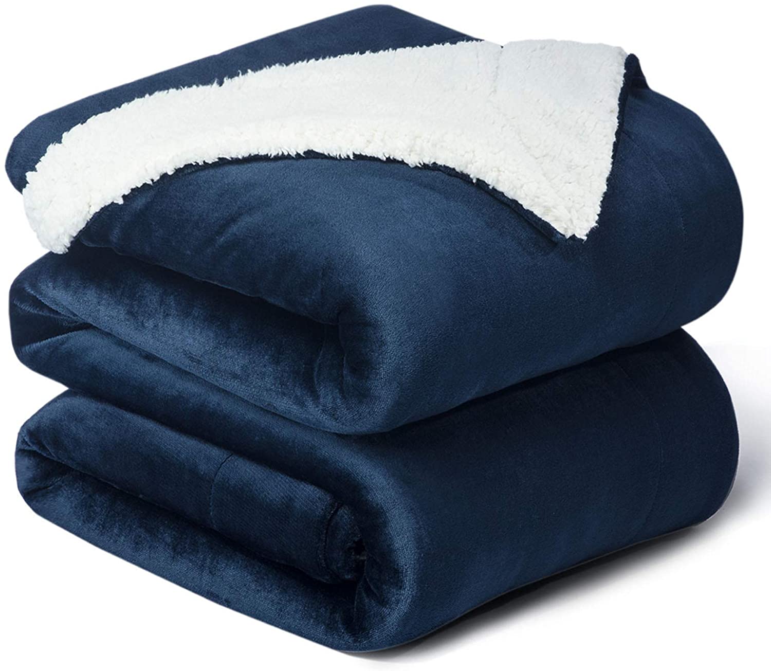 Bedsure Sherpa Fleece Blanket Throw Size Navy Lightweight Super Soft Cozy Luxury Bed Blanket Microfiber