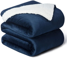 
                        
                          Load image into Gallery viewer, Bedsure Sherpa Fleece Blanket Throw Size Navy Lightweight Super Soft Cozy Luxury Bed Blanket Microfiber
                        
                      