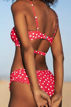 
                        
                          Load image into Gallery viewer, CUPSHE Women's Red Polka Dot Cutout Ruffles Back Hook Closure Bikini Sets
                        
                      