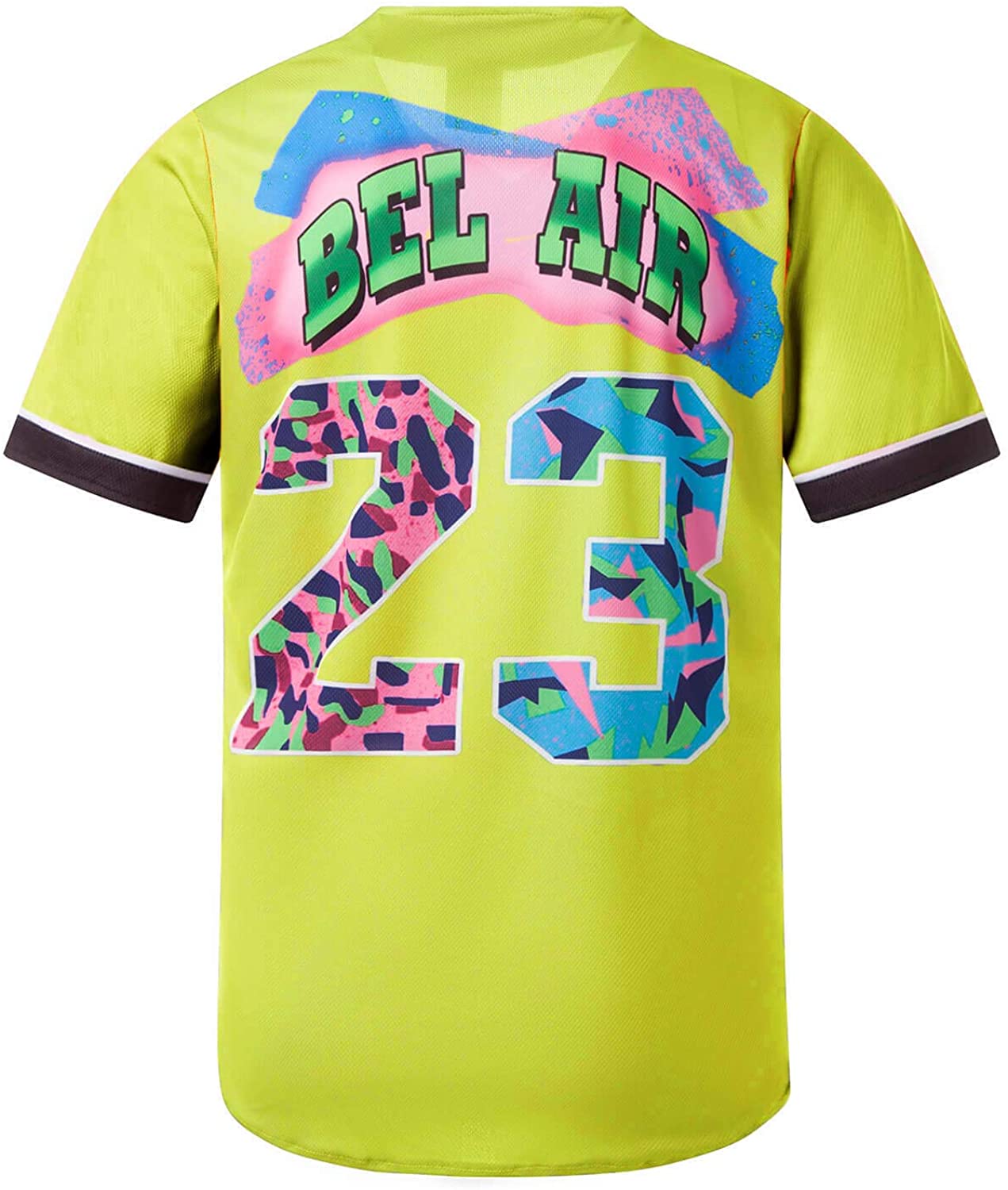 MOLPE 90s Hip Hop Clothing for Men and Women, Unisex Bel Air 23 Baseball Jersey, Mens Printed Urban Shirts for Party