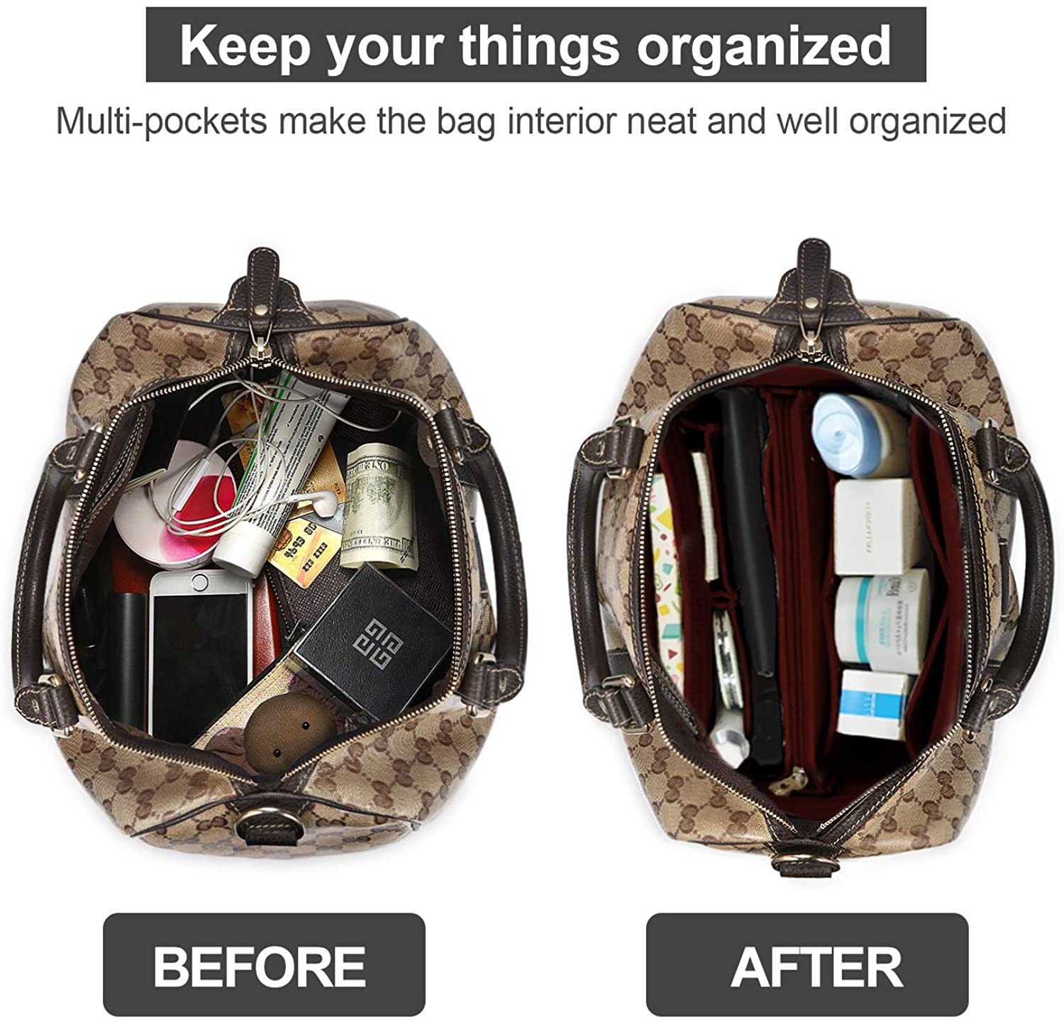 Purse Organizer Insert, Handbag & Tote Organizer, Bag in Bag, Perfect for Speedy Neverfull and More