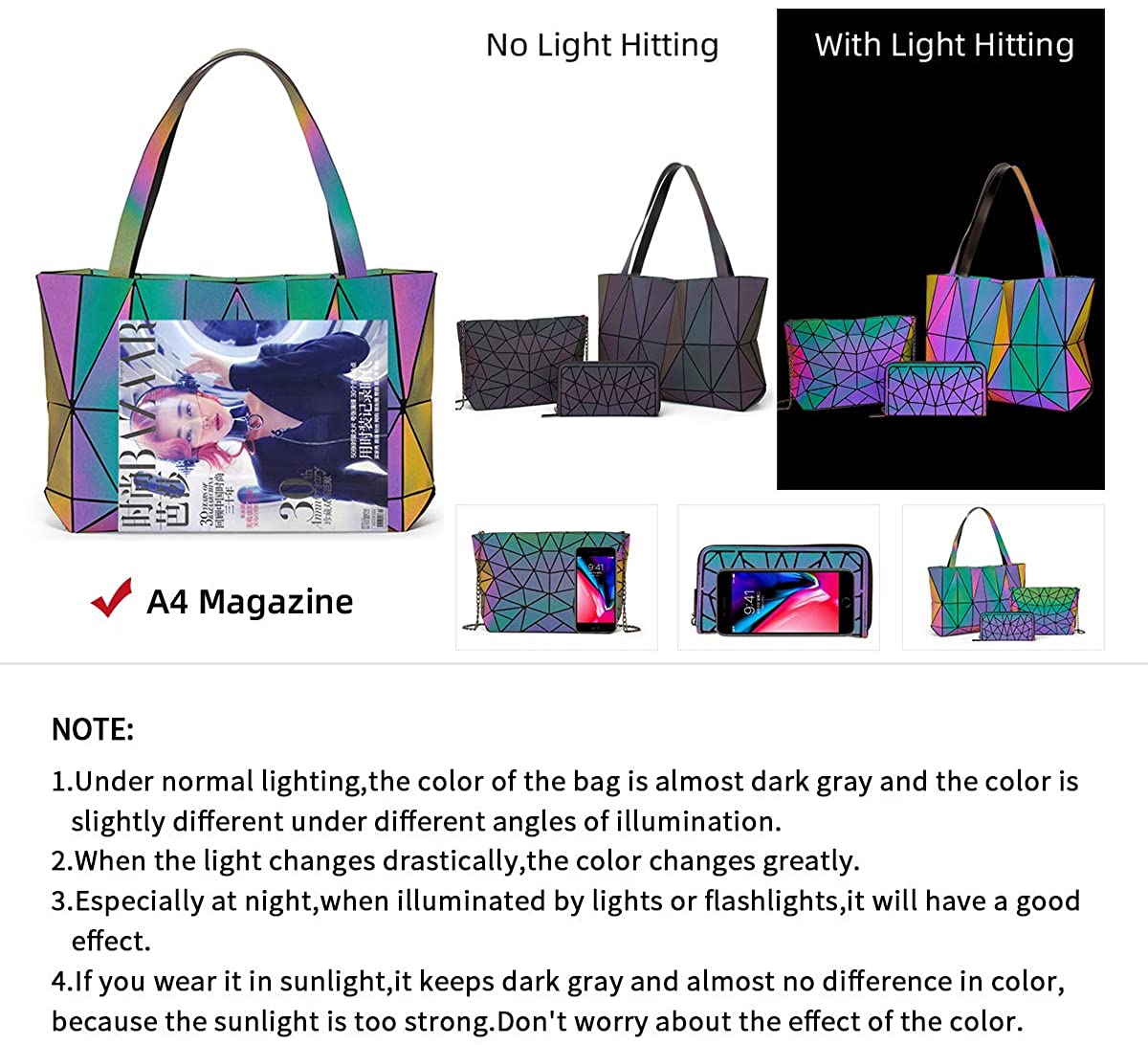 Women Fashion Handbags Wallet Tote Bag Shoulder Bag Top Handle Satchel Purse Set 4pcs