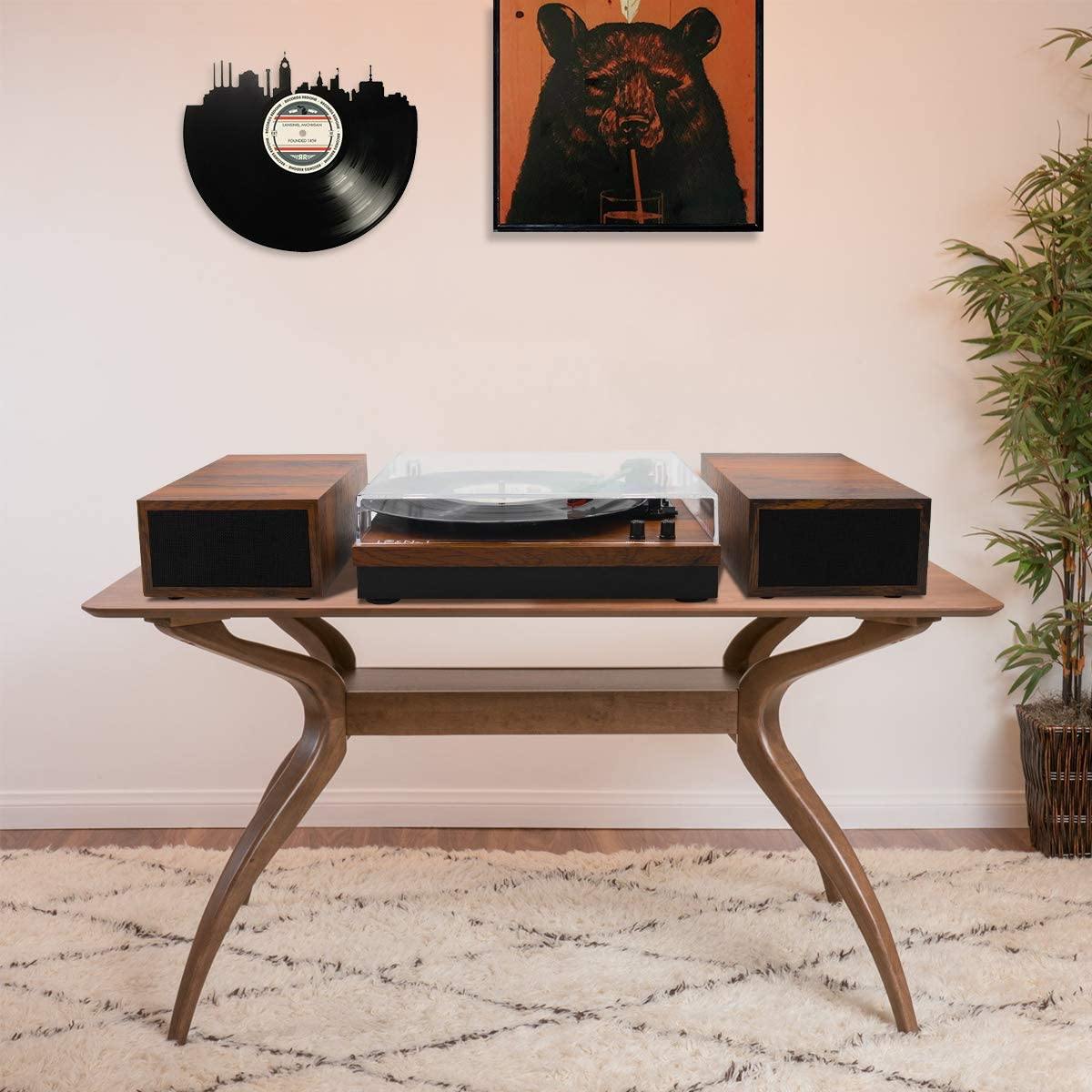 LP&No.1 Retro Bluetooth Record Player with Stereo External Speakers - JOY2ESpree