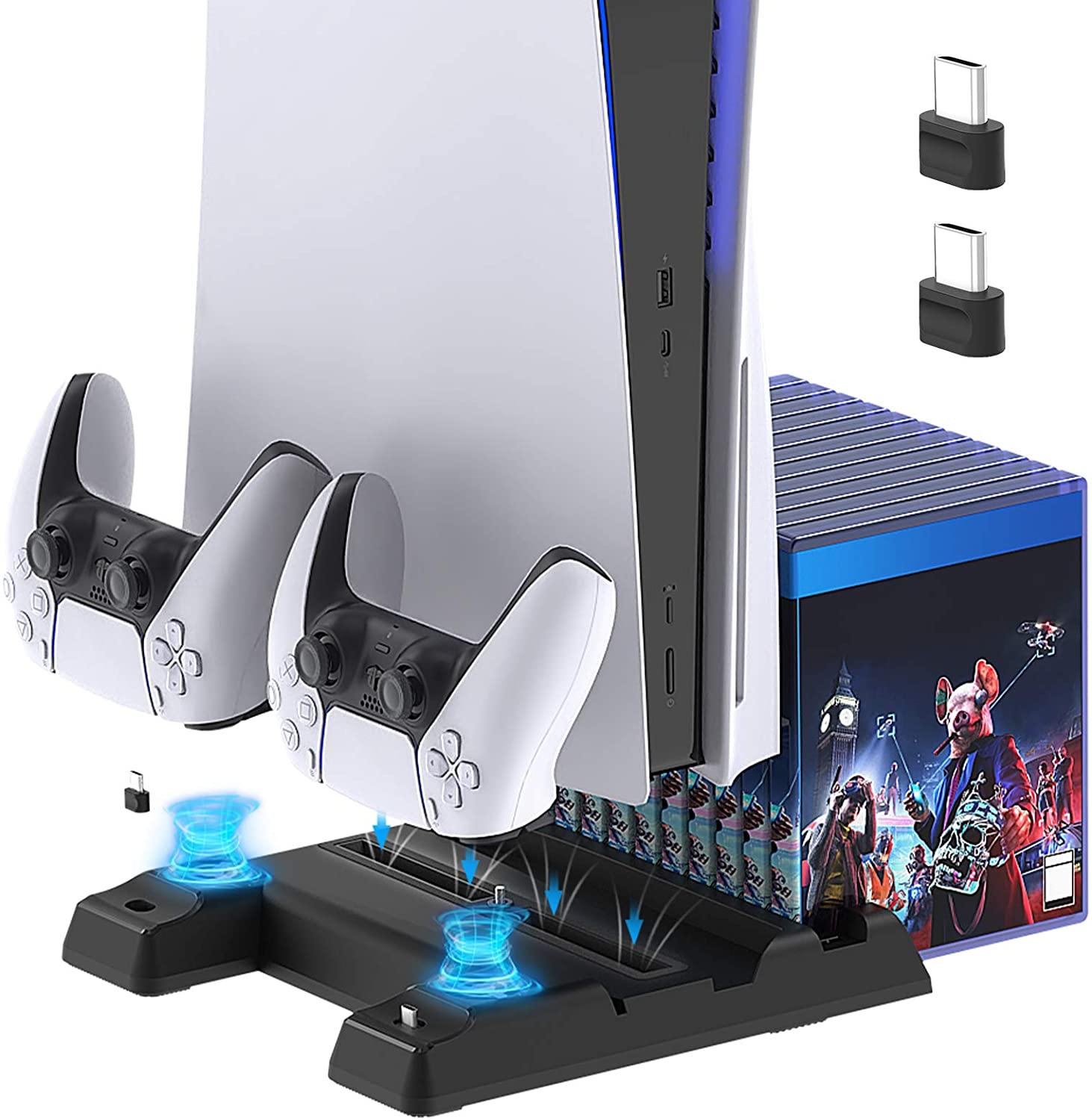 Vertical Stand with Cooling Fan for PS5 Console and Playstation 5 Digital Edition - JOY2ESpree
