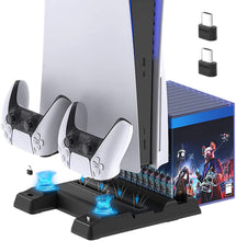
                        
                          Load image into Gallery viewer, Vertical Stand with Cooling Fan for PS5 Console and Playstation 5 Digital Edition - JOY2ESpree
                        
                      