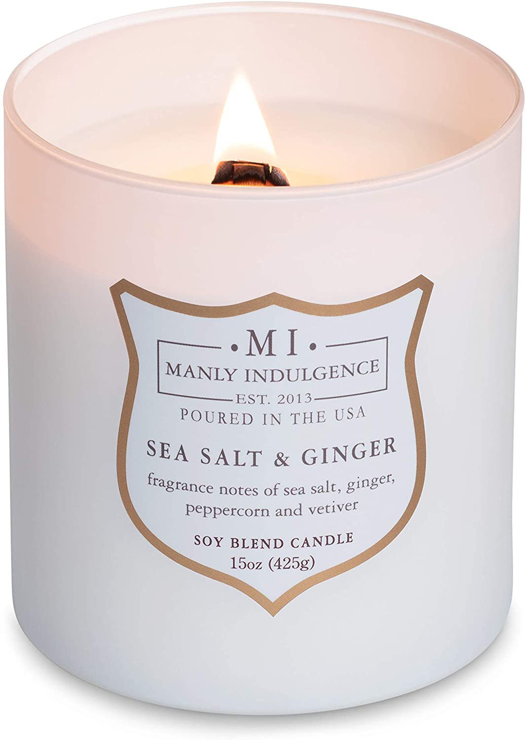 Manly Indulgence Sea Salt & Ginger Scented Jar Candle, 15 Oz, White
