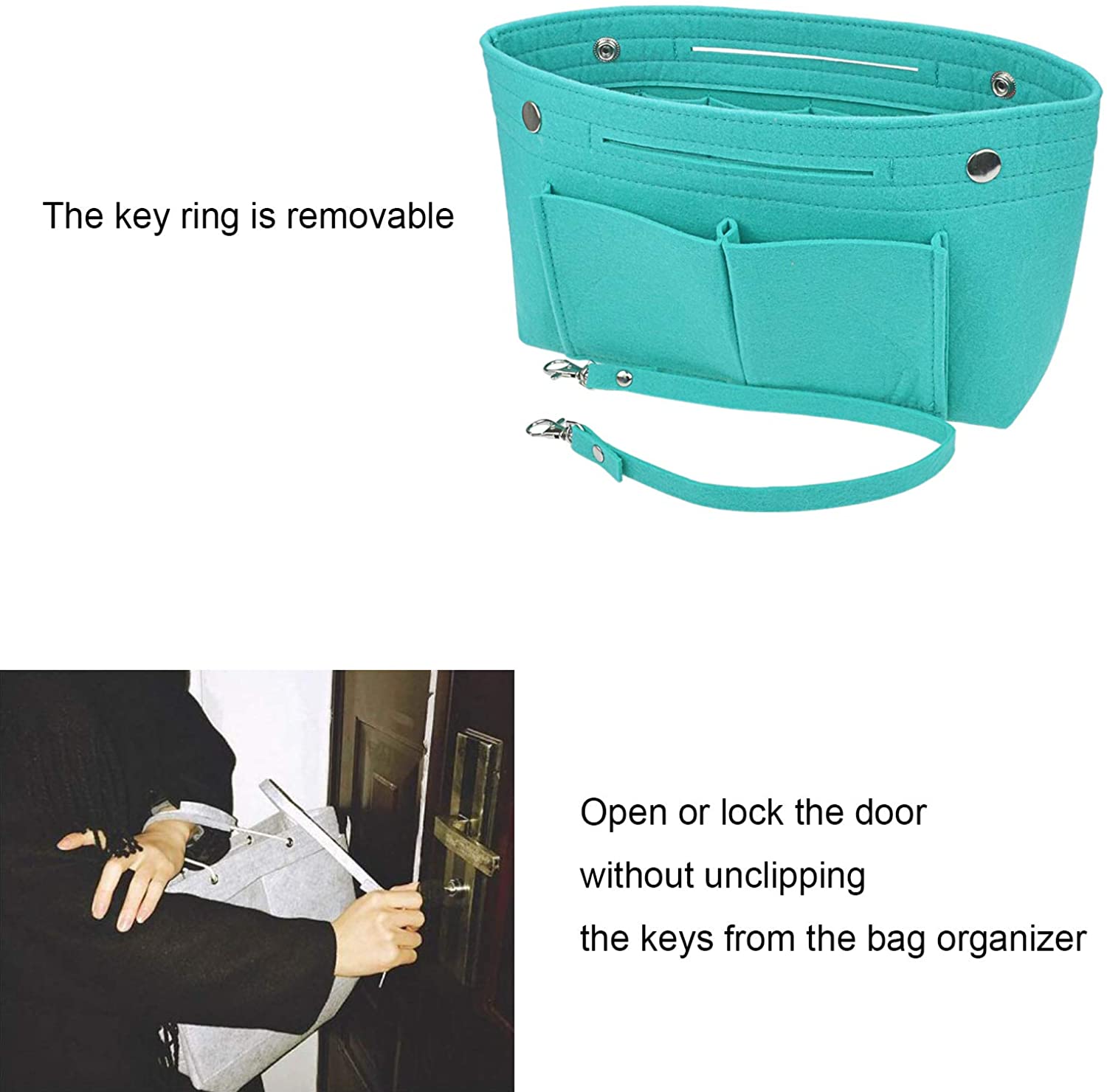YIICOOLY Felt Tote Handbag Purse Organizer Insert Divider Shaper Bag in Bag