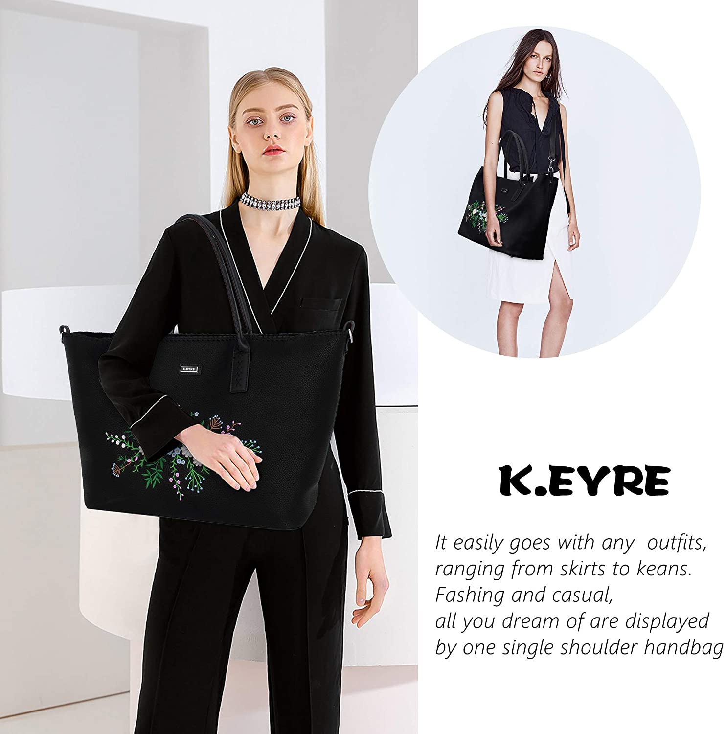 K.EYRE Women's Soft Faux Leather Tote Bag Purse Handbags Wallet Tote Shoulder Bag Purse Large Capacity