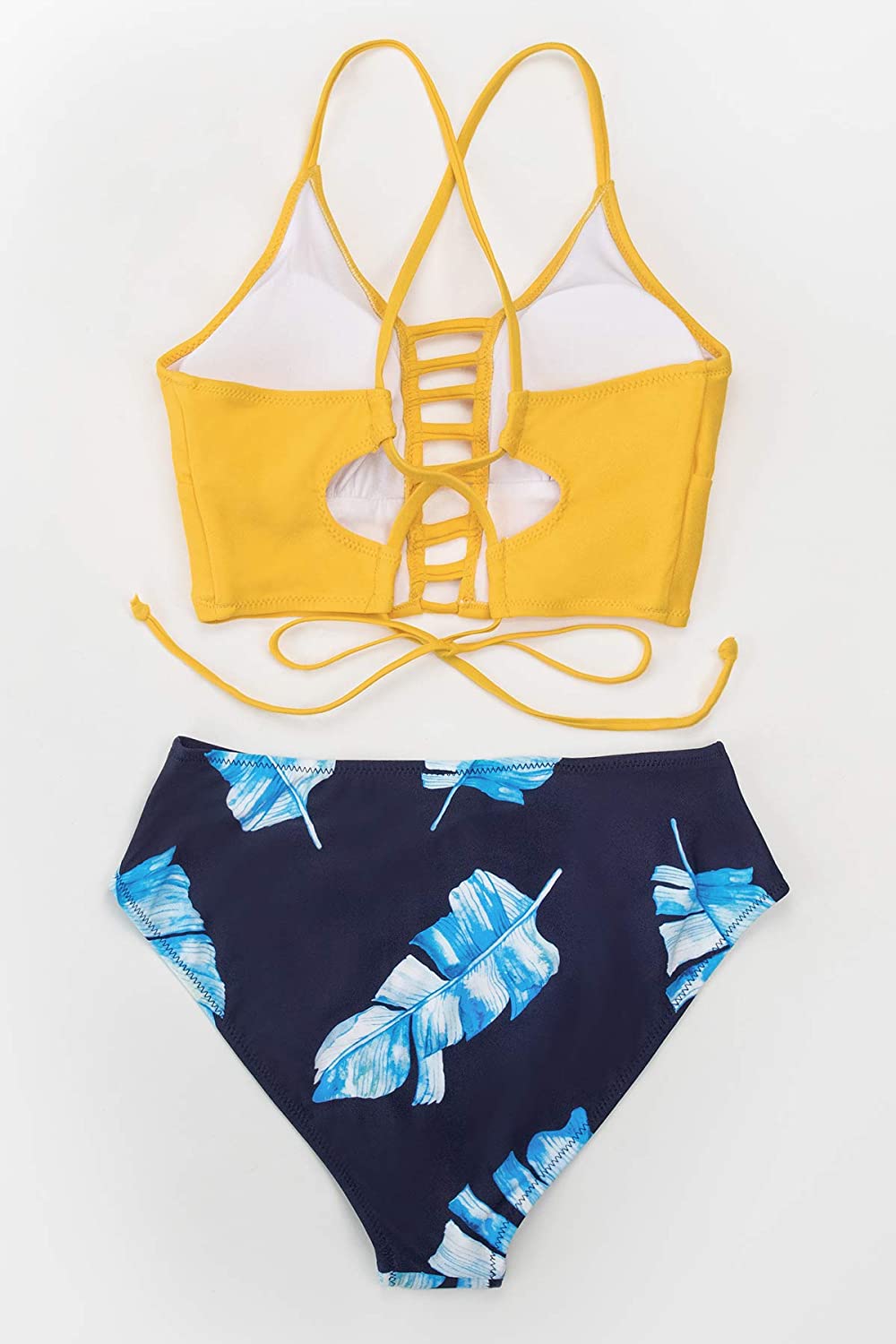 CUPSHE Women’s Bikini Swimsuit Floral Print Lace Up Strappy Two Piece Bathing Suit