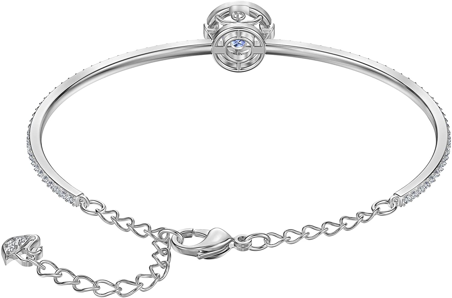 SWAROVSKI Women's Sparkling Dance Round Jewelry Collection, Rhodium Finish, Blue Crystals, Clear Crystals - JOY2ESpree