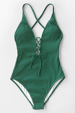 
                        
                          गैलरी व्यूवर में इमेज लोड करें, CUPSHE Women's Solid Color V Neck Lace Up One Piece Swimsuit
                        
                      