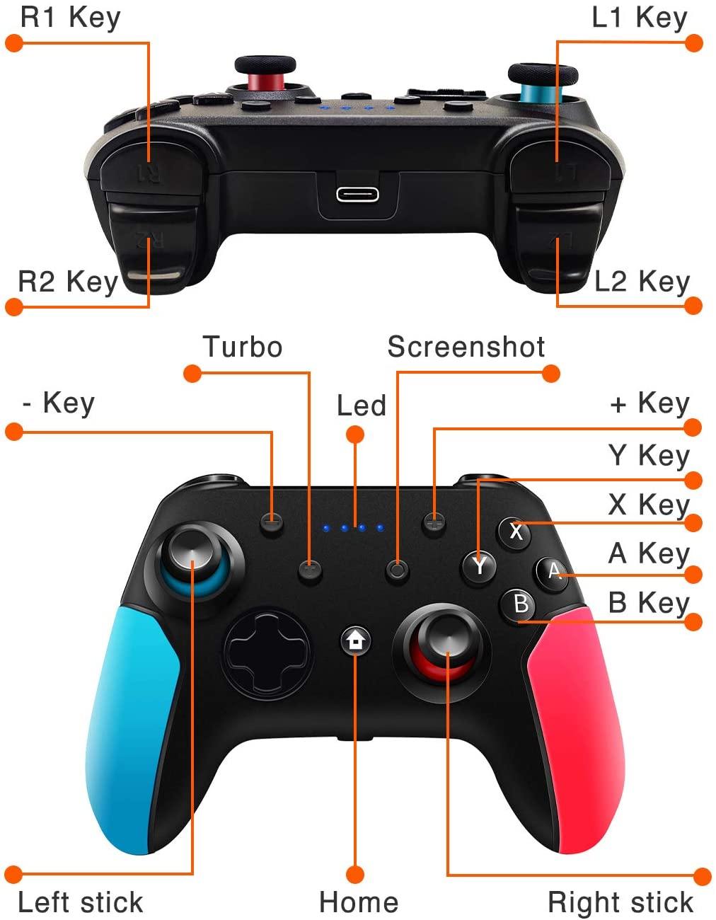 Wireless Switch Pro Controller for Nintendo Switch with Adjustable Turbo Function - JOY2ESpree