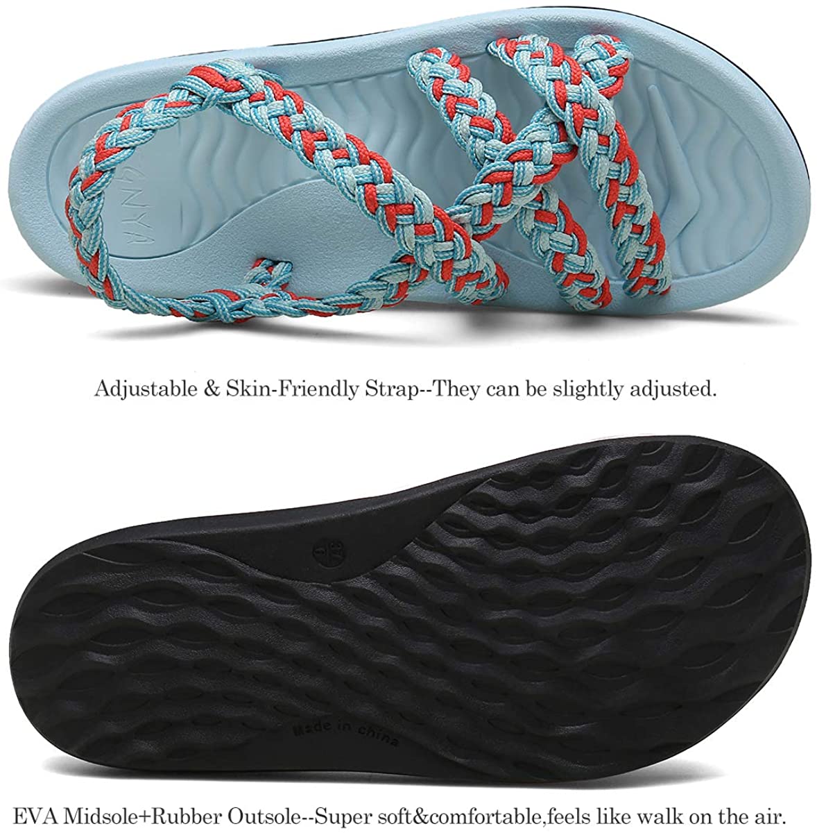 MEGNYA Women's Comfortable Walking Sandals with Arch Support Waterproof for Walking/Hiking/Travel/Wedding/Water Spot/Beach