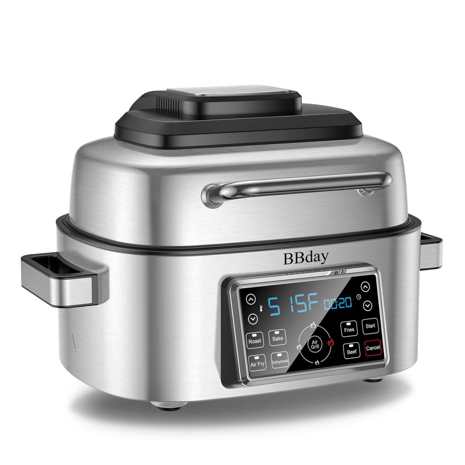 BBday 6.5 QT Air Fryer,10-in-1 Smokeless Indoor Electric Grill with Air Fryer,Roast,Bake and Dehydrate - JOY2ESpree