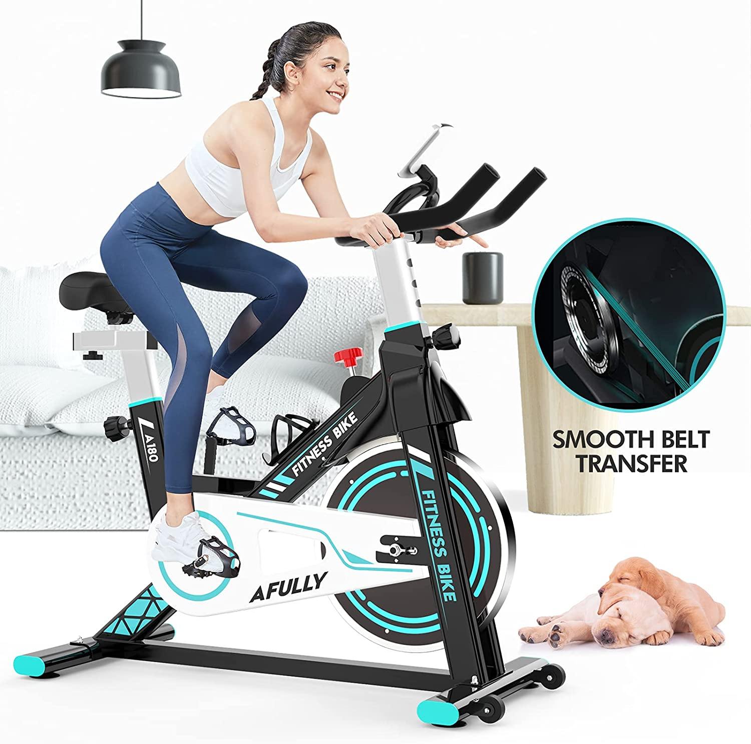Afully Indoor Exercise Bikes Stationary, Fitness Bike Upright Cycling Belt Drive - JOY2ESpree