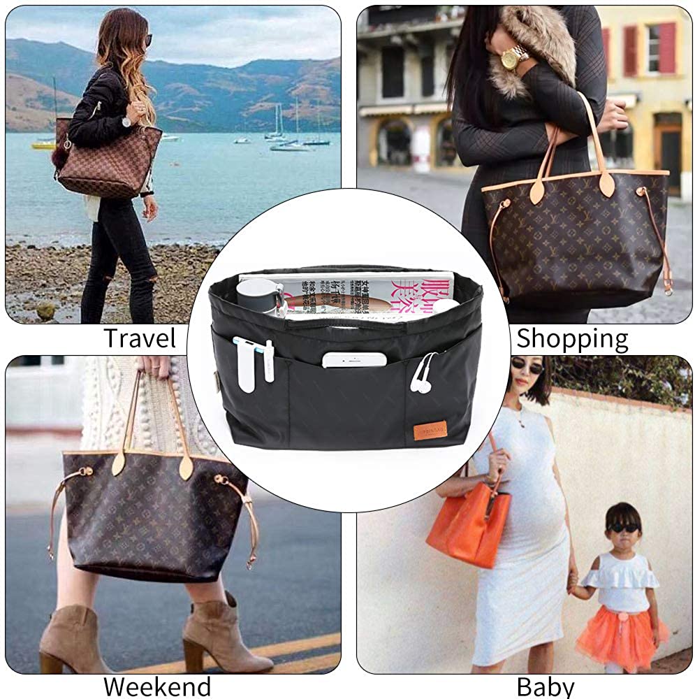 iN. Purse Organizer Insert with zipper Nylon fabric for women Handbags & Totebag