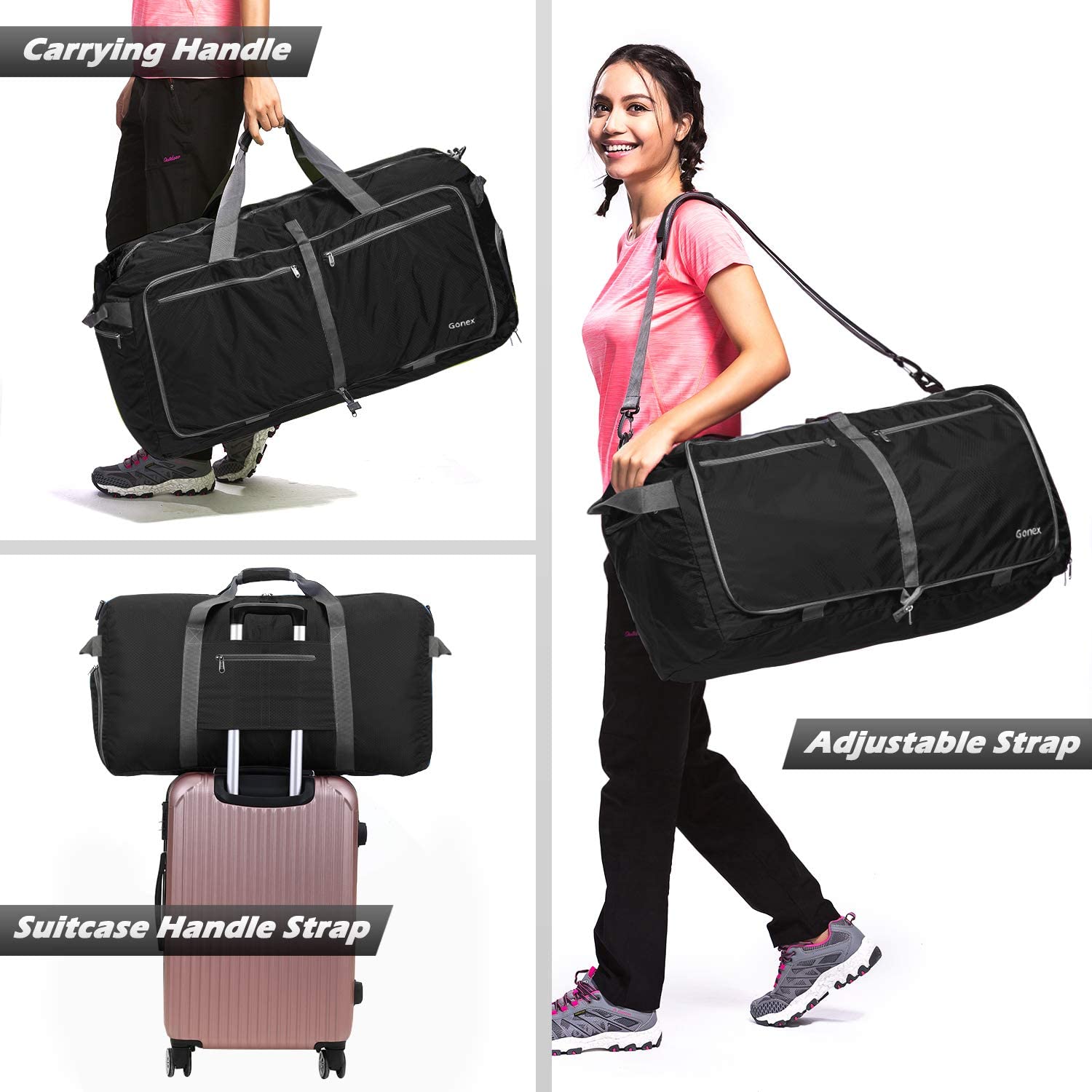Gonex 150L Travel Duffel Bag Foldable Extra Large Duffle Bag XL Heavy Duty for Men Women for Luggage Shopping Gray