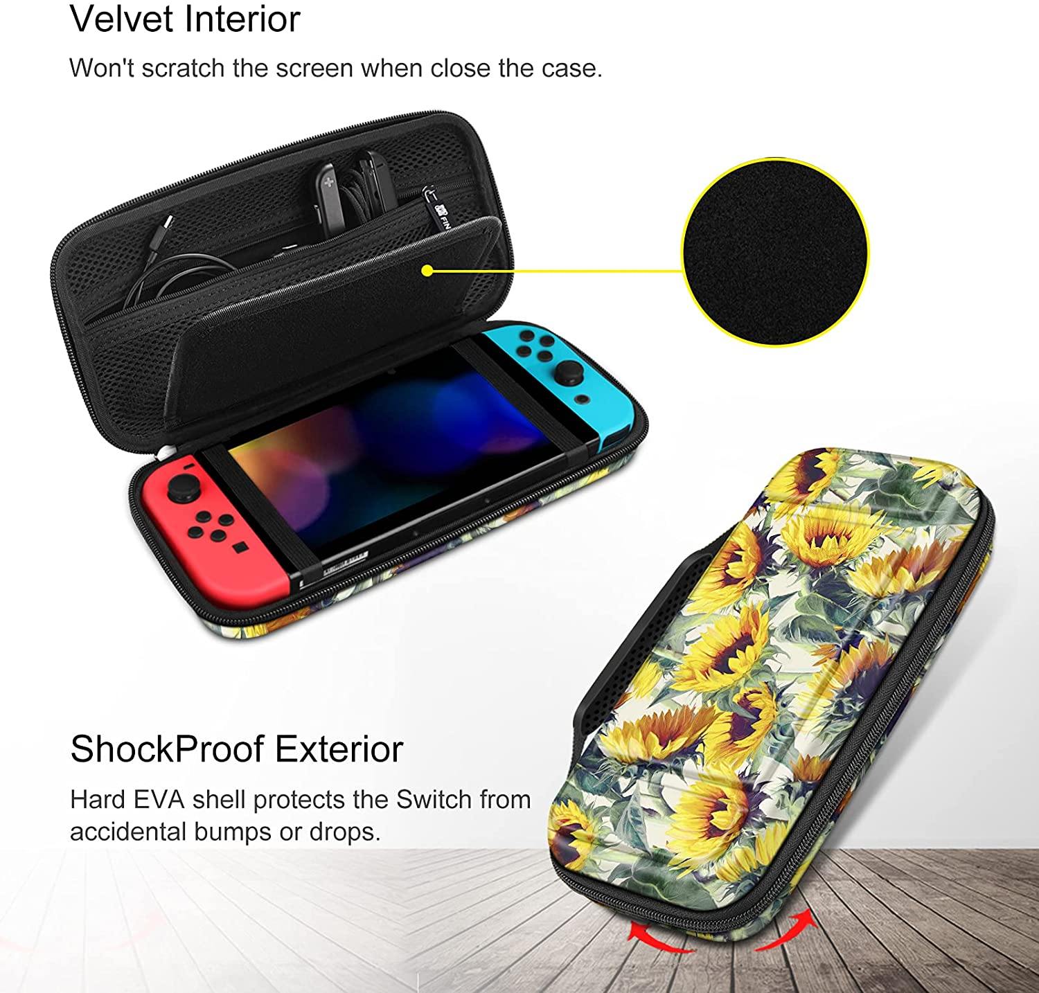 Fintie Carry Case for Nintendo Switch - [Shockproof] Hard Shell Protective Cover Travel Bag w/10 Game Card Slots - JOY2ESpree