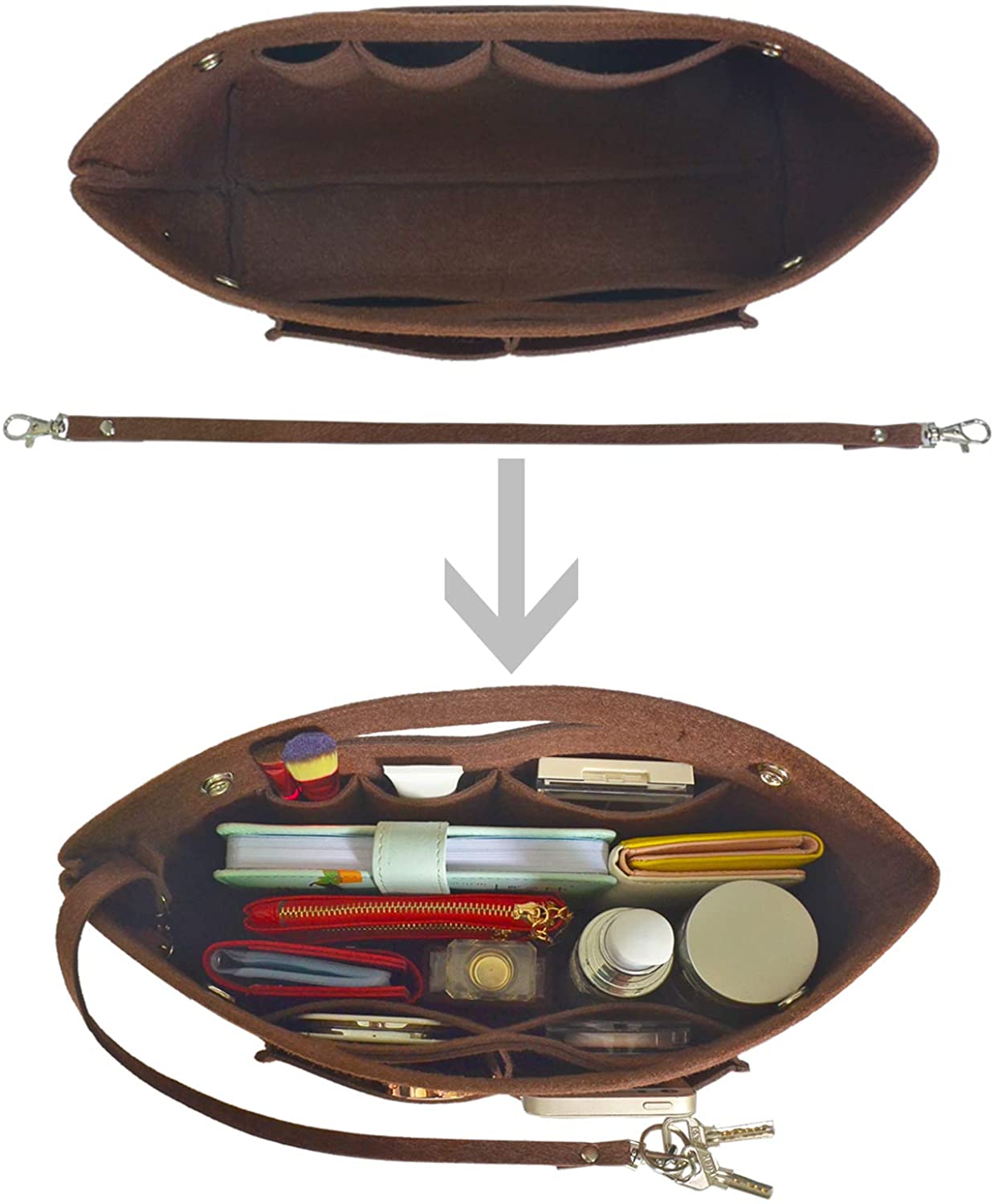YIICOOLY Felt Tote Handbag Purse Organizer Insert Divider Shaper Bag in Bag
