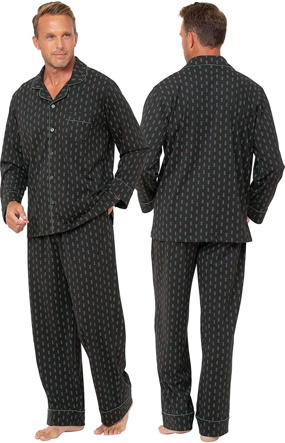 PajamaGram Classic Mens Pajamas Cotton - Men Pajamas Set
