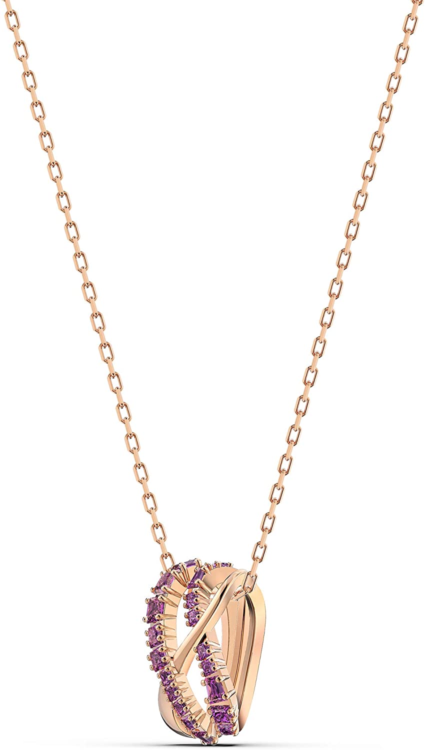 Swarovski Women's Twist Row Necklace Collection, Blue Crystals, Purple Crystals, Clear Crystals - JOY2ESpree