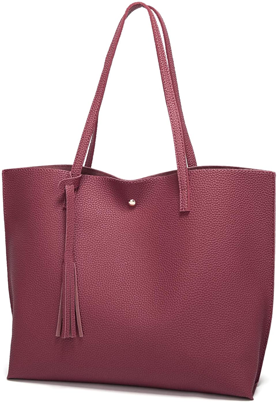 Women's Soft Faux Leather Tote Shoulder Bag from Dreubea, Big Capacity Tassel Handbag