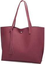 
                        
                          將圖片載入圖庫檢視器 Women's Soft Faux Leather Tote Shoulder Bag from Dreubea, Big Capacity Tassel Handbag
                        
                      