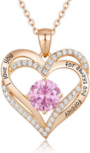 
                        
                          Cargar imagen en el visor de la galería, CDE Forever Love Heart Women Necklace 925 Sterling Silver Rose Gold Plated Birthstone Pendant Necklaces for Women - JOY2ESpree
                        
                      