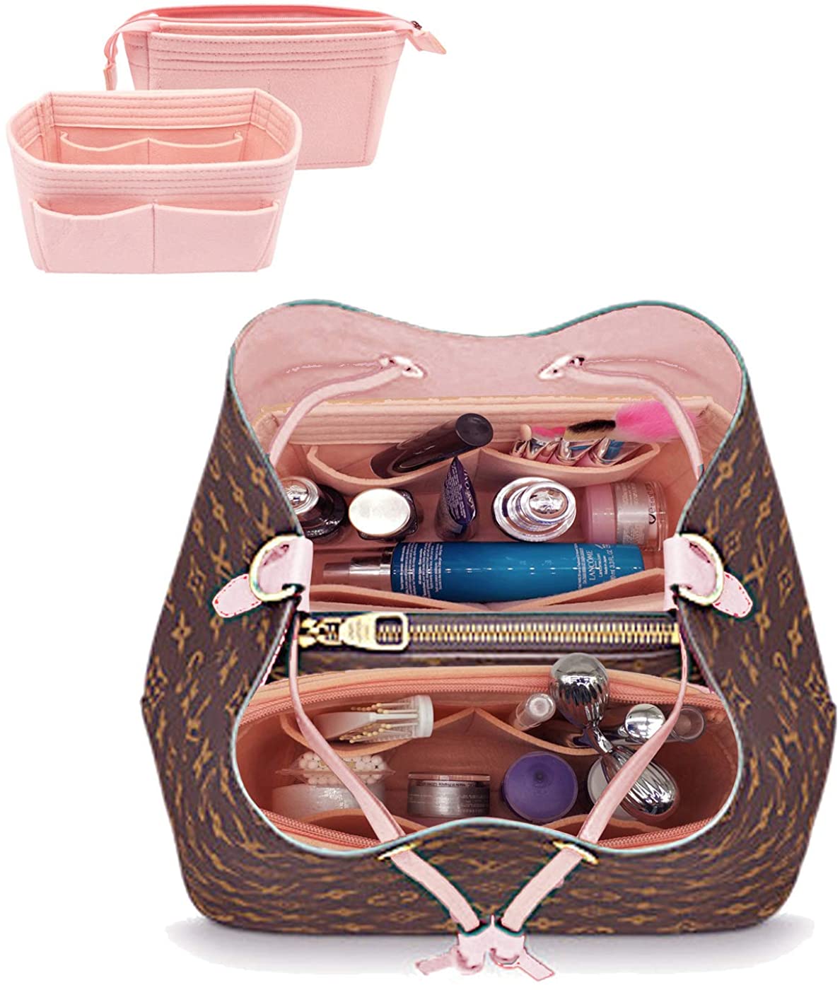 LEXSION Organizer,Bag Organizer,Insert purse organizer with 2 packs in one set fit LV NeoNoe Noé Series perfectly