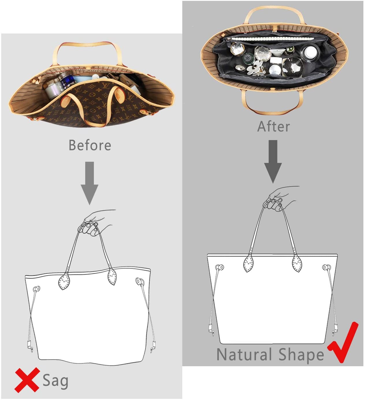 Insert Bag Organizer, Bag in Bag for Handbag Purse Organizer (13 Pockets, Black)