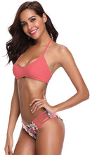 
                        
                          画像をギャラリービューアに読み込む, SHEKINI Women's Floral Printing Cutout Strappy Halter Swimsuits Bikini Suits
                        
                      