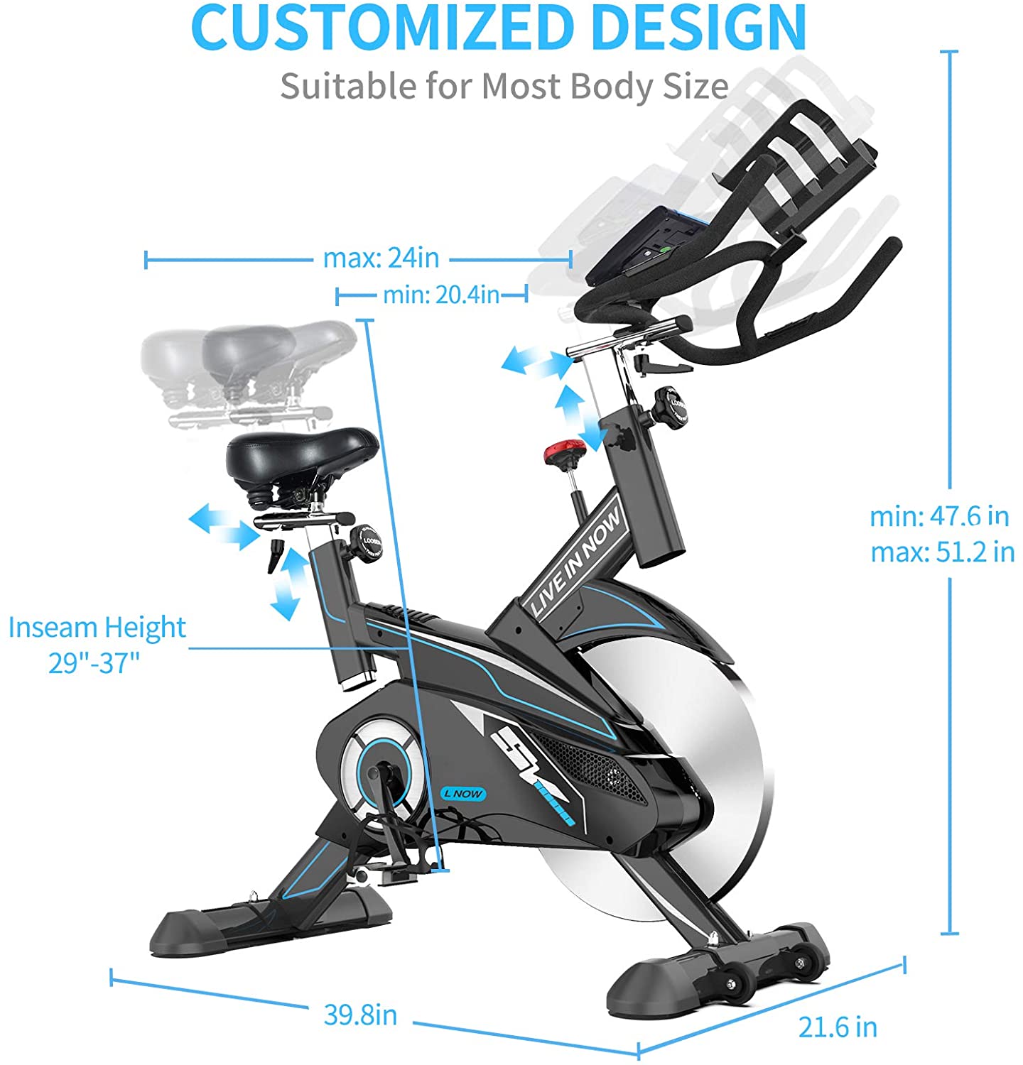 pooboo Exercise Bike, Heavy Duty Indoor Cycling Bike Stationary Belt Drive - JOY2ESpree
