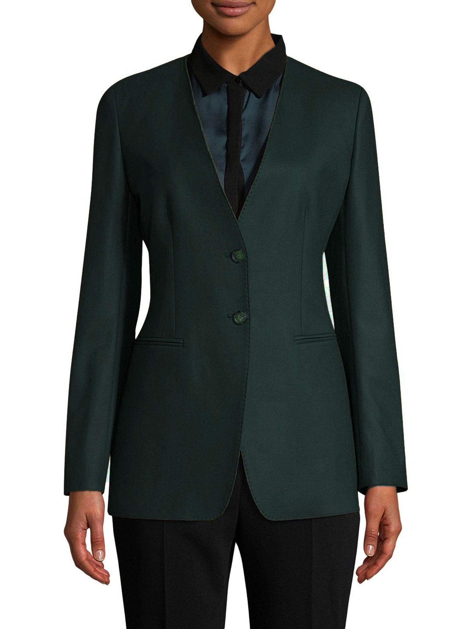 MaxMara Women's Cina Wool Collarless Blazer Sz 8 Oil
