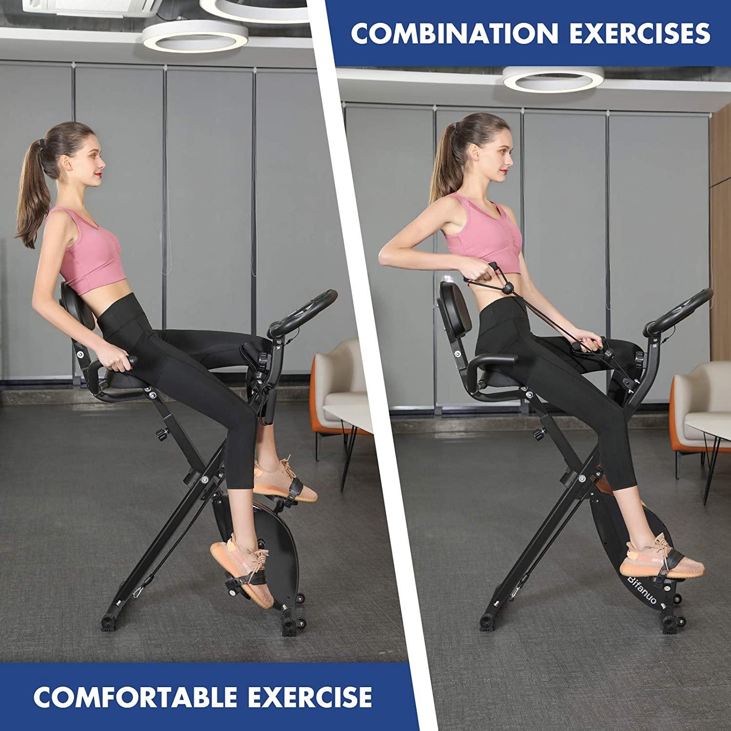 Exercise Bike Stationary Bike Foldable Magnetic Upright Recumbent Portable Fitness Cycle - JOY2ESpree